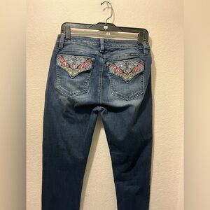 Miss Me SKINNY Jeans Size 28 Low Rise Embroidered Butterfly Pockets Medium